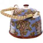 Чайник заварочный керамический 700мл с ситом «Китайские мотивы» голубой