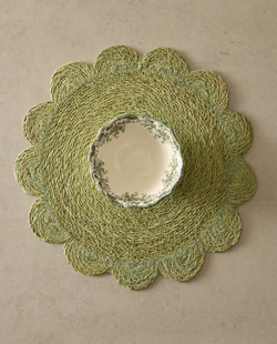 ZARA HOME ПОДСТАВКА ПОД СТОЛОВЫЕ ПРИБОРЫ ИЗ РОТАНГА «ЦВЕТОК», ЗЕЛЕНЫЙ