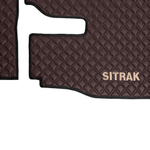 Ковры Sitrak MAX (экокожа, коричневый, черный кант, бежевая вышивка)