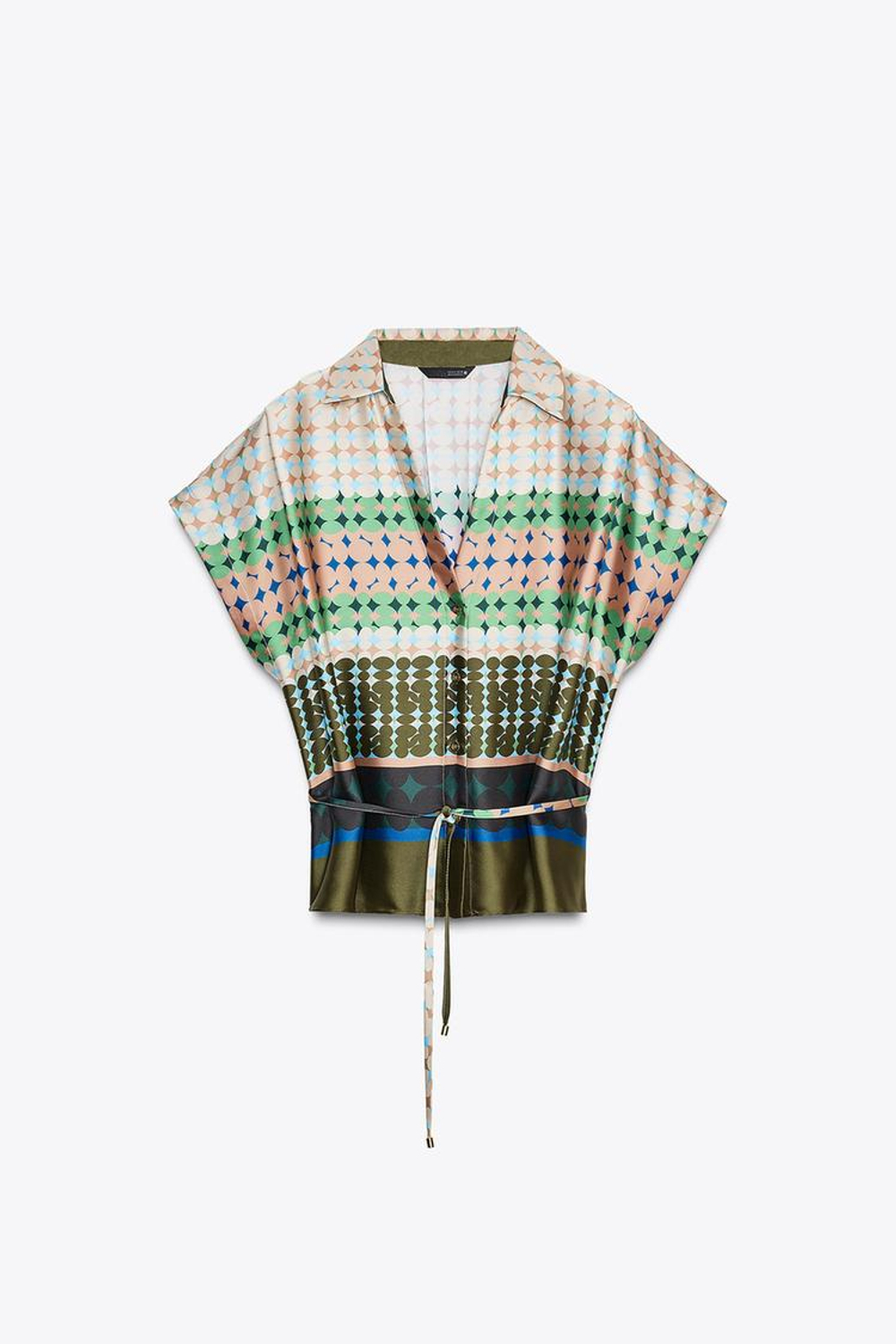 ZARA УЗОРЧАТАЯ АТЛАСНАЯ РУБАШКА, РАЗНОЦВЕТНЫЙ