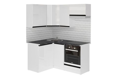 Кухонный гарнитур Лотос мега прайм 1200х1600 мм (Белый глянец/Белый, Кастилло темный)