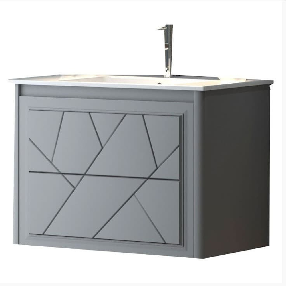 Тумба Луиджи 70 подвесная, цвет серый матовый с раковиной OPADIRIS Ibiza 71