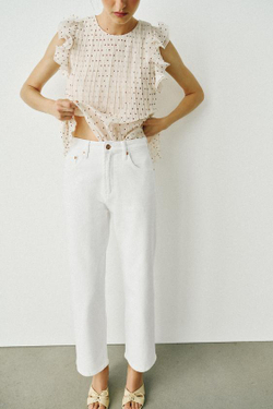 ZARA ДЖИНСЫ Z1975 STRAIGHT С ВЫСОКОЙ ПОСАДКОЙ, БЕЛЫЙ