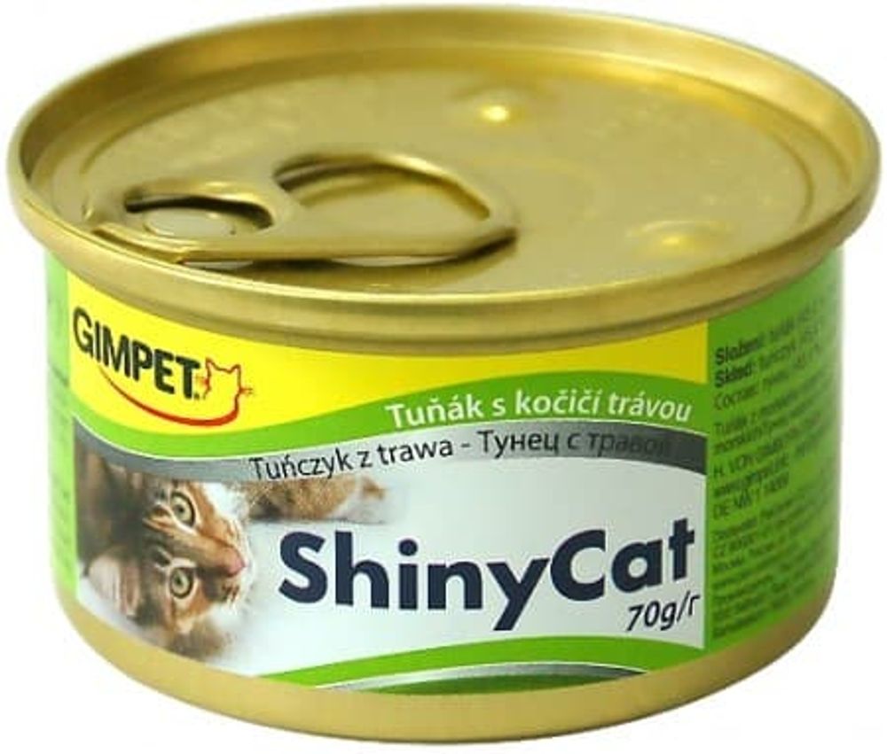 Gimpet Shiny Cat 70г. тунец+травка консервы для кошек