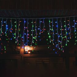 ULD-B3010-200-TWK MULTI IP67 Бахрома светодиодная с эффектом мерцания. 3м. Соединяемая. 200 светодиодов. Разноцветный свет. Провод белый. TM Uniel.