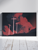 Постер плакат Ева На Фоне Красного Неба Evangelion Евангелион