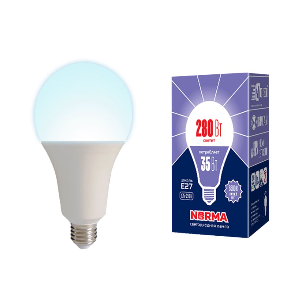 LED-A95-35W/6500K/E27/FR/NR Лампа светодиодная. Форма A, матовая. Серия Norma. Дневной белый свет (6500K). Картон. ТМ Volpe