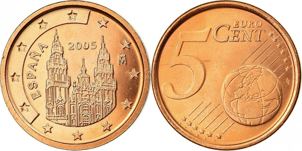Испания 5 евроцентов, 1999-2009 Собор Святого Иакова XF