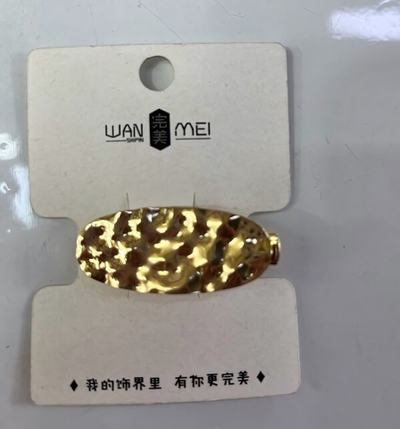 Зажим для волос «AKS - DesignPRO», овал, цвет золото и хром, 4*1,8см