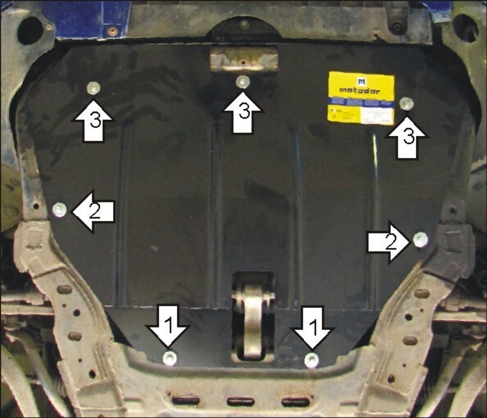 Защита картера Двигателя, КПП. 2 мм, Сталь. для Mazda 6 2002-2007 MOTODOR.01114