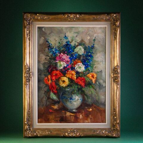 Винтаж: Картина: «Натюрморт с цветами в вазе»