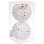 Новогодние шары «Снежный вечер» 8 см (набор 2 шт), Белый (напыление белое)