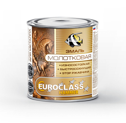 EUROCLASS  Эмаль по РЖАВЧИНЕ с молотковым эффектом Серебристая 0,8кг (Кубанские краски)