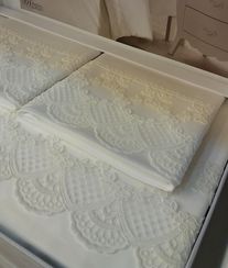 Постельное белье MINERVA кремовый  с кружевом   TIVOLYO HOME Турция