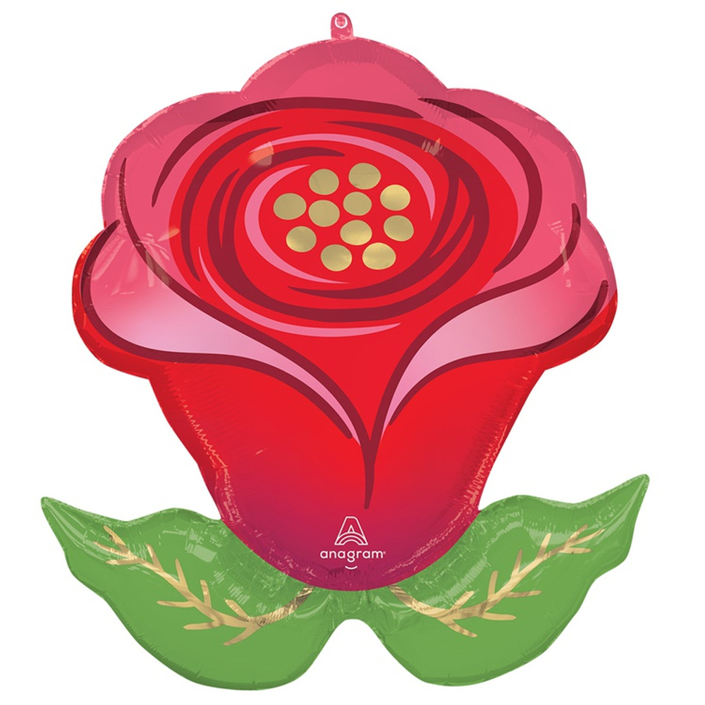Шар Фольгированный Роза Цветочный привет (Красный)