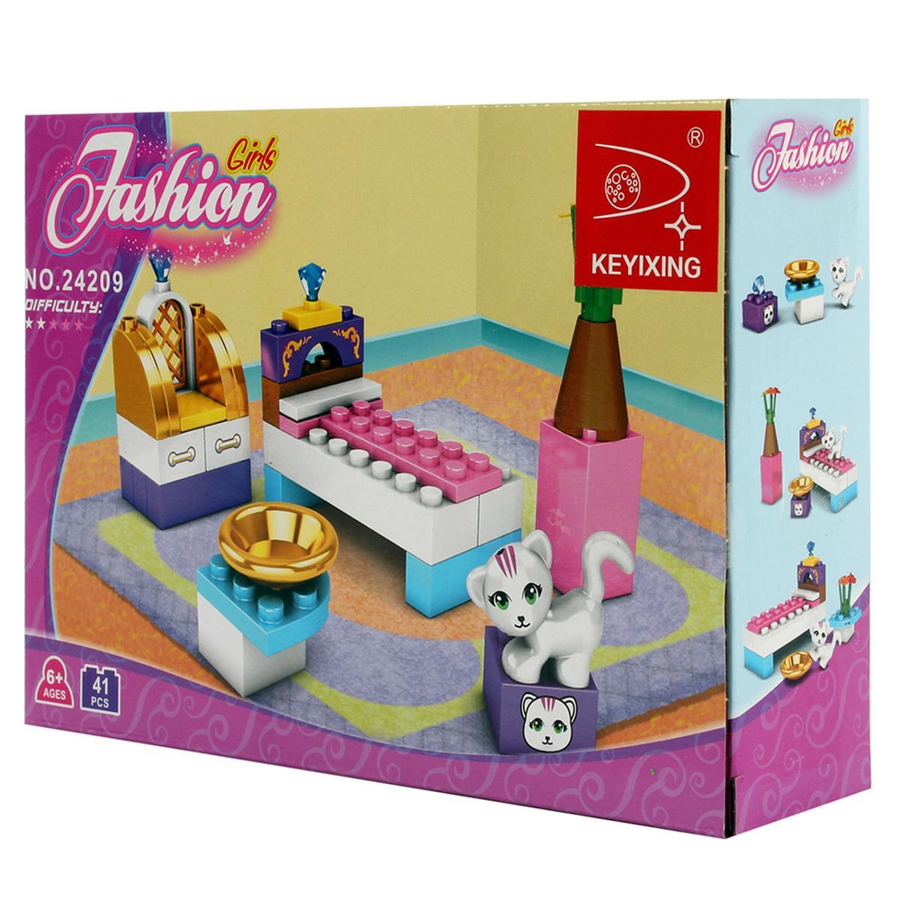 Конструктор блочный Аусини для девочек 41дет., коробка 24209