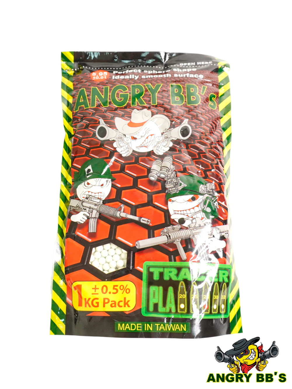 Шары трассерные Angry BB's 0,28 g (зелёные, 3500 шт, 1 кг, пакет)