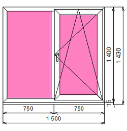 Пластиковое окно 1400 х 1500 ТермА Эко