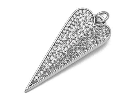 Подвеска Сердце со стразами, 36мм