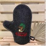 Варежка банная серая с вышивкой «Люблю баньку» (без упаковки)