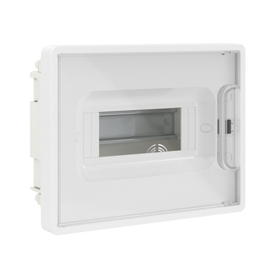 Щиток 8 мод встраиваемый FRAME, белый, с прозрачной дверцей, с 2 шинамиPEN на 6 и 8 отв.