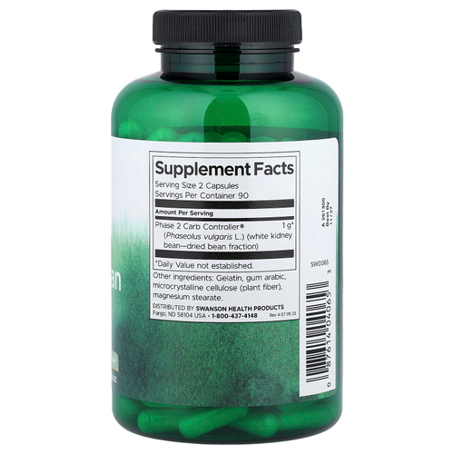 Swanson, экстракт белой фасоли, 180 капсул (500 мг в 1 капсуле)