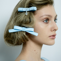 Бант "Стрекоза" голубой с прозрачным декором