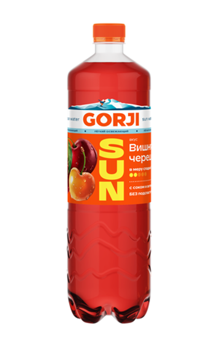 Вода газированная со вкусом Вишни Черешни GORJI SUN Горджи 1л, упаковка 6 шт.