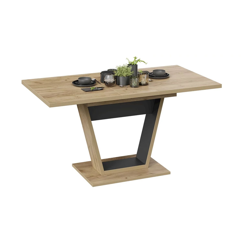 Стол кухонный обеденный раздвижной Дуб Крафт Серый/Серый Графит, Гавана Тип 1, 120х80х75,5 см