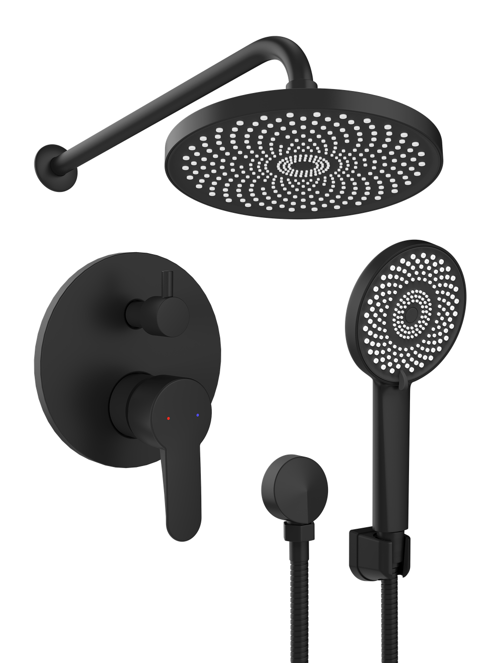 Душевой комплект DIWO Ярославль DW-YAR30BK С ВНУТРЕННЕЙ ЧАСТЬЮ, матовый черный