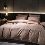 КПБ на резинке Сатин-Жаккард Тессоро MTR005, Евро, 4 наволочки, простынь 180*200*30