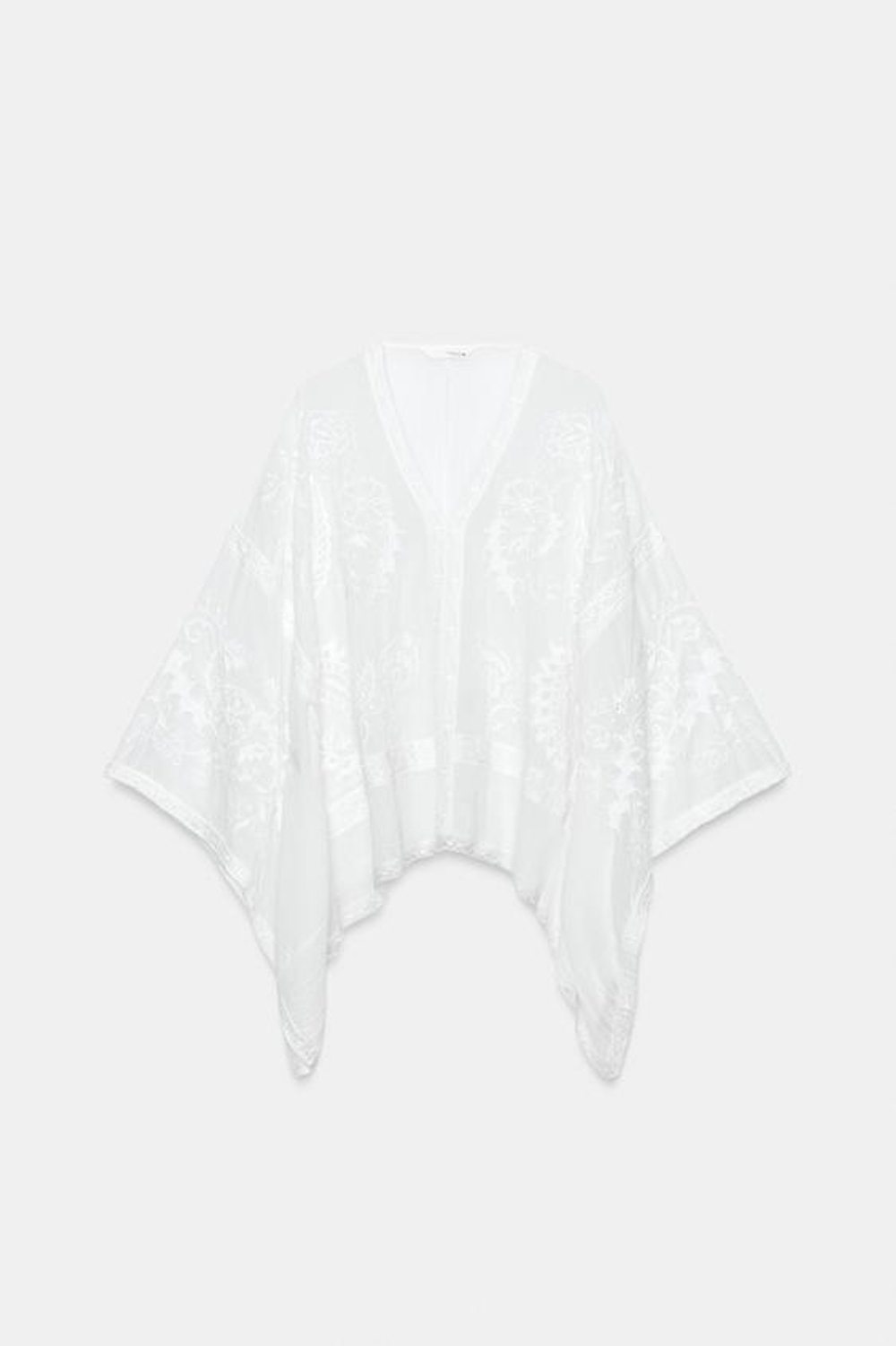 ZARA БЛУЗА-КЕЙП С ВЫШИВКОЙ — ZW COLLECTION, БЕЛЫЙ