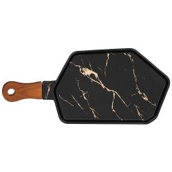 МЕНАЖНИЦА С ДЕРЕВЯННОЙ РУЧКОЙ КОЛЛЕКЦИЯ "ЗОЛОТОЙ МРАМОР" ЦВЕТ:BLACK 35*16 СМ