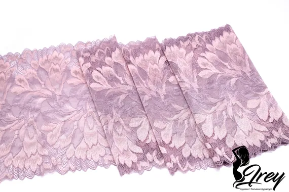 03-77 ОПТ Кружево эластичное 23 см, морской туман/пудра