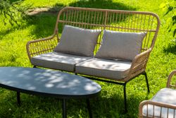 "Версаль" лаунж-зона из искусственного ротанга на 4 персоны, цвет соломенный