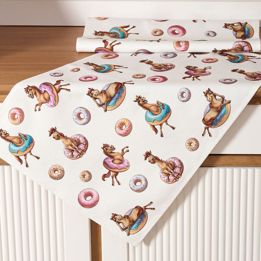 НАБОР ПОЛОТЕНЕЦ ИЗ 2ШТ "ЛОШАДЬ В ПОНЧИКАХ",БЕЛЫЙ,40Х60СМ ТВИЛ,100% ХЛОПОК