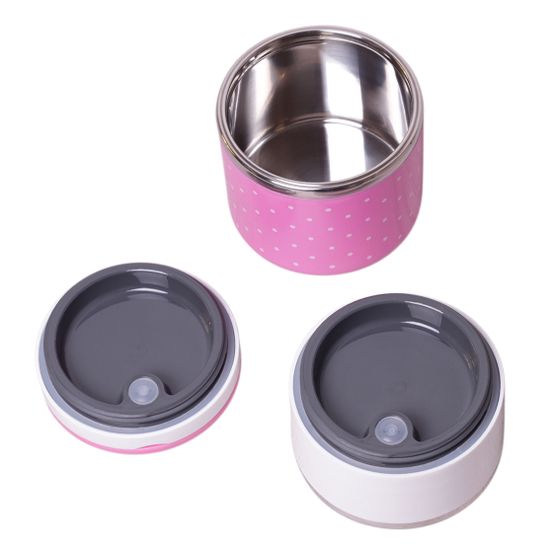 Ланч-бокс двойной круглый 1080 мл. Kamille КМ 2103