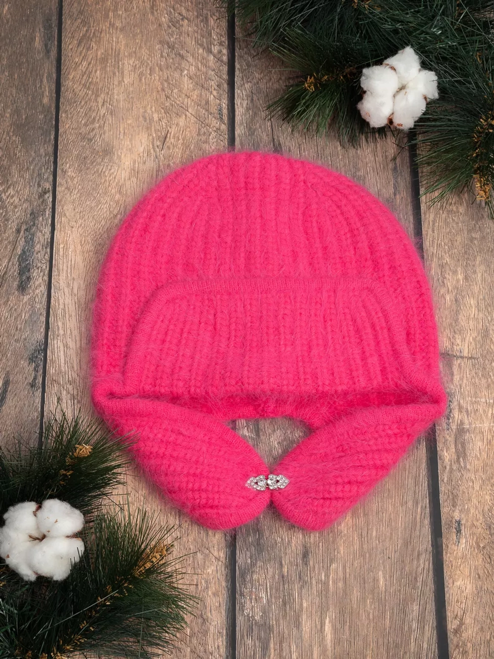 шапка ушанка вязаная зимняя ангора пушистая