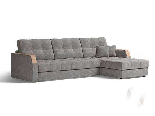 Диван угловой Женева 2 ДУ НПБ (велюр светло-серый)