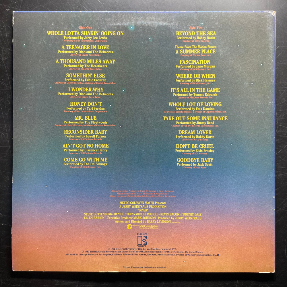 Diner - Original Motion Picture Soundtrack (Япония 1982г.) Promo