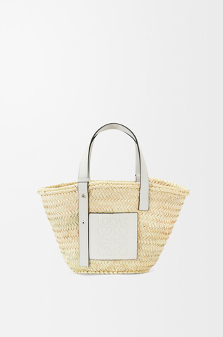Loewe Сумка-корзинка из пальмовых листьев и телячьей кожи, натуральный