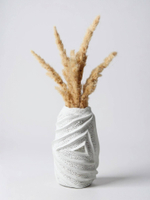 Ваза из гипса для сухоцветов авторская "Песок и волны" 14см