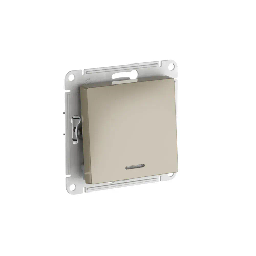 ATLASDESIGN 1-клавишный ПЕРЕКЛЮЧАТЕЛЬ с подсветкой, сх.6а, 10АХ, мех., быстрозажим. клем., ШАМПАНЬ