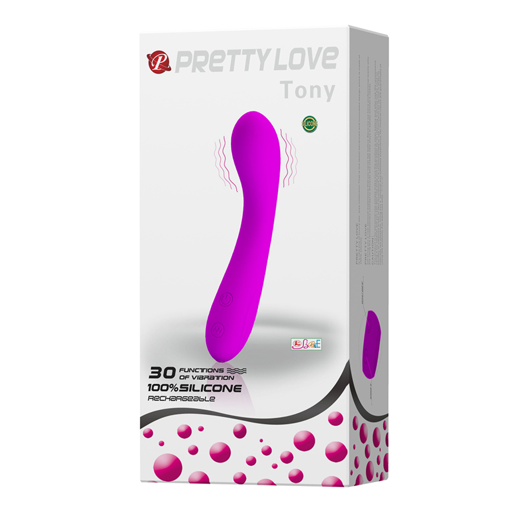 Лиловый изогнутый вибратор 16см для стимуляции точки G Pretty Love Tony G-spot Vibrator Purple BI-014281