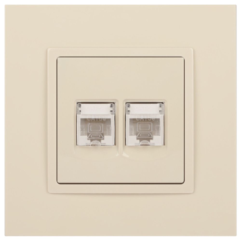 Розетка ЭРА Elegance 14-3108-02 информационная двойная 2хRJ45 IP20 слоновая кость