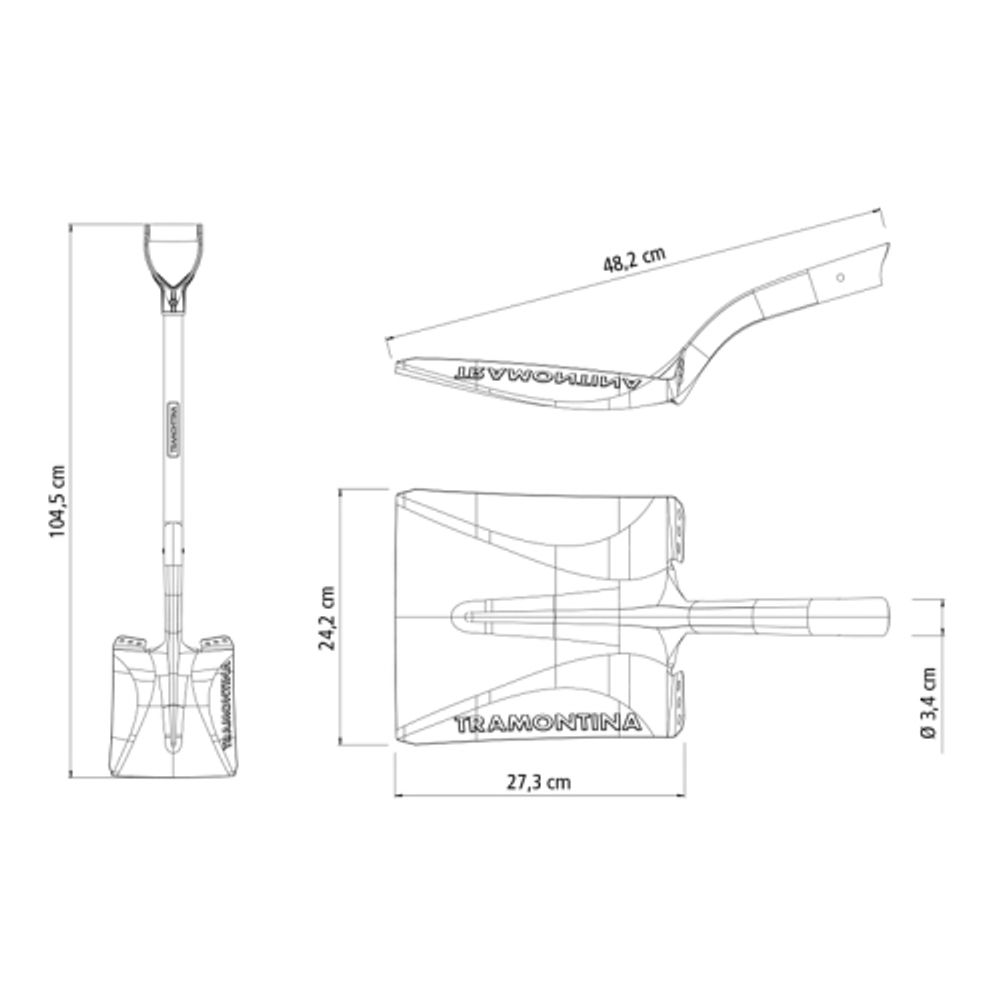 Лопата Tramontina 77417424 совковая для почвы из углеродистой стали рукоятка 71 см эвкалипт