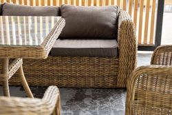 "Кальяри" диван трехместный плетеный из искусственного ротанга (гиацинт), цвет соломенный