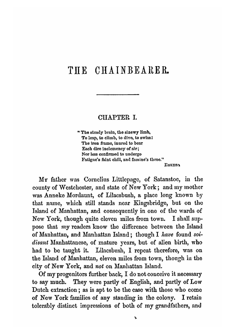 The chainbearer, or, The littlepage manuscripts | Cooper James Fenimore