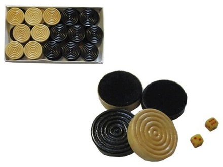 Набор игровых  фишек и кубиков. Материал: фишки - дерево, ткань; кубики - пластик. :(7800):