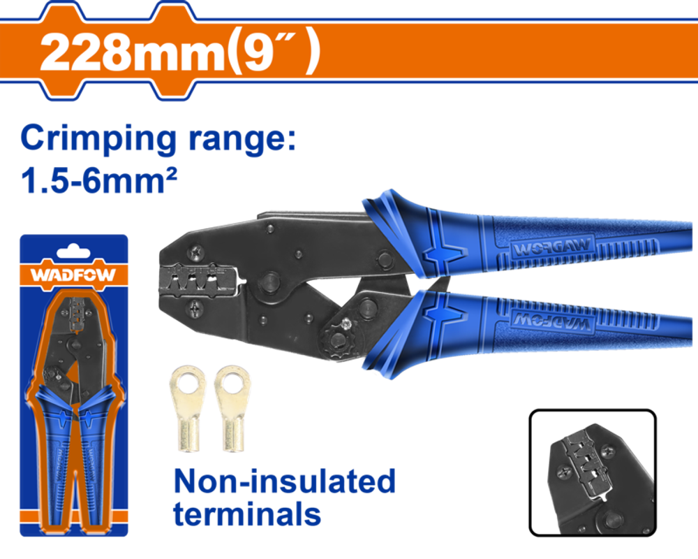 Клещи обжимные 1.5-6 мм2 228 мм (10/40) WADFOW WCP2609